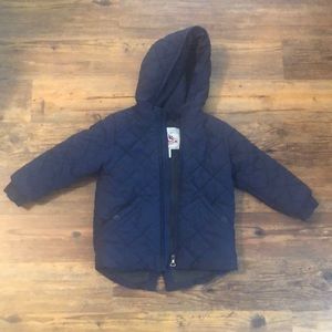 Zara Baby l Navy Hooded Quilted Front Zip Fleece Lined Coat Jacket